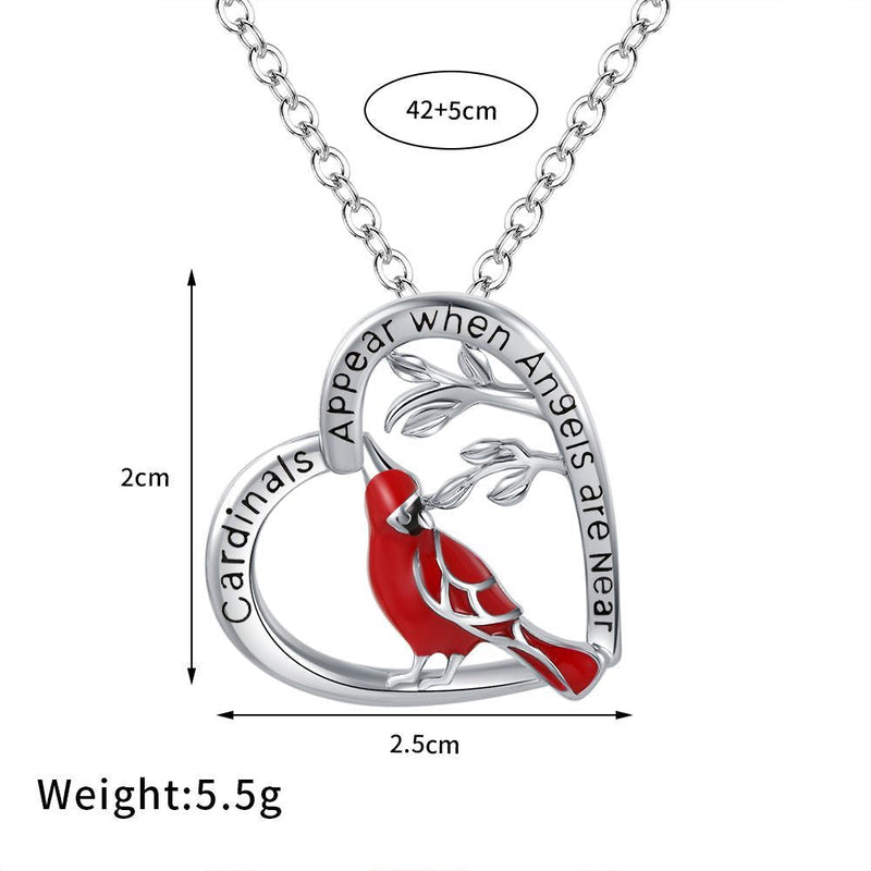 Sterling Silver Red Cardinal Pendant Cardinal Jewelry for Girls Cardinal Appears When Angels are Near Obsesie