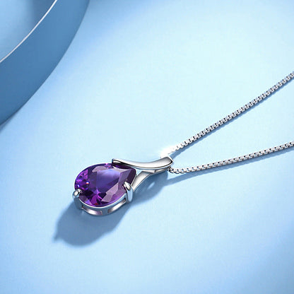 Sterling Silver S925 Pendant Vintage Amethyst Elegant Women's Jewellery Obsesie