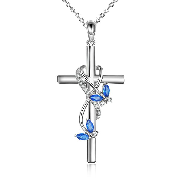 Sterling Silver Zirconia Infinite Cross Butterfy Necklace for Women Obsesie