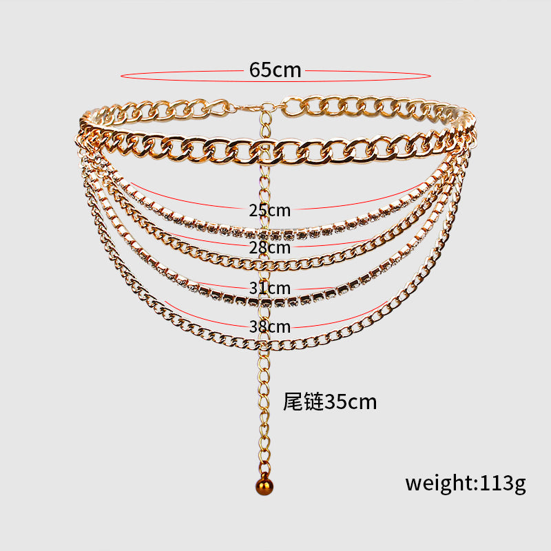 Summer Jewelry Hot Pants Chain Multilayer Chain Gold Fashion Jeans Hip Hop Punk Street Shooting Accessories Waist Chain Women Obsesie