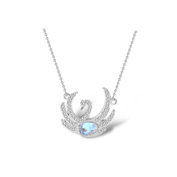 Swan Necklace Female 925 Sterling Silver Feather Clavicle Chain Obsesie