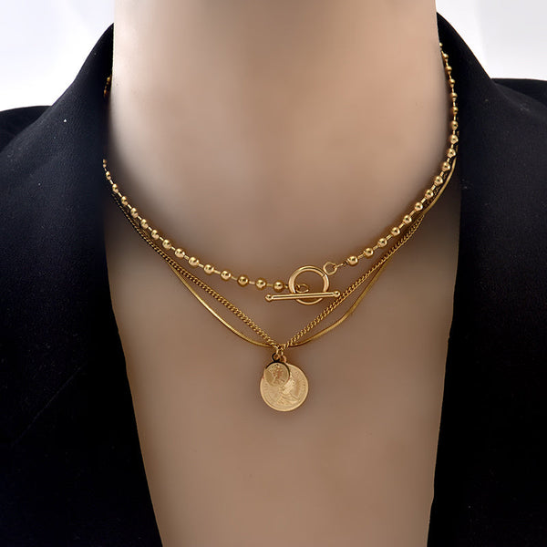 Temperament Portrait Three-layer Clavicle Minimalist Necklace Obsesie