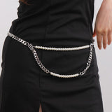 Thick Chain Snake-shaped Pendant Belt Double Pearl Girdle Obsesie