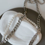 Thick Chain Snake-shaped Pendant Belt Double Pearl Girdle Obsesie