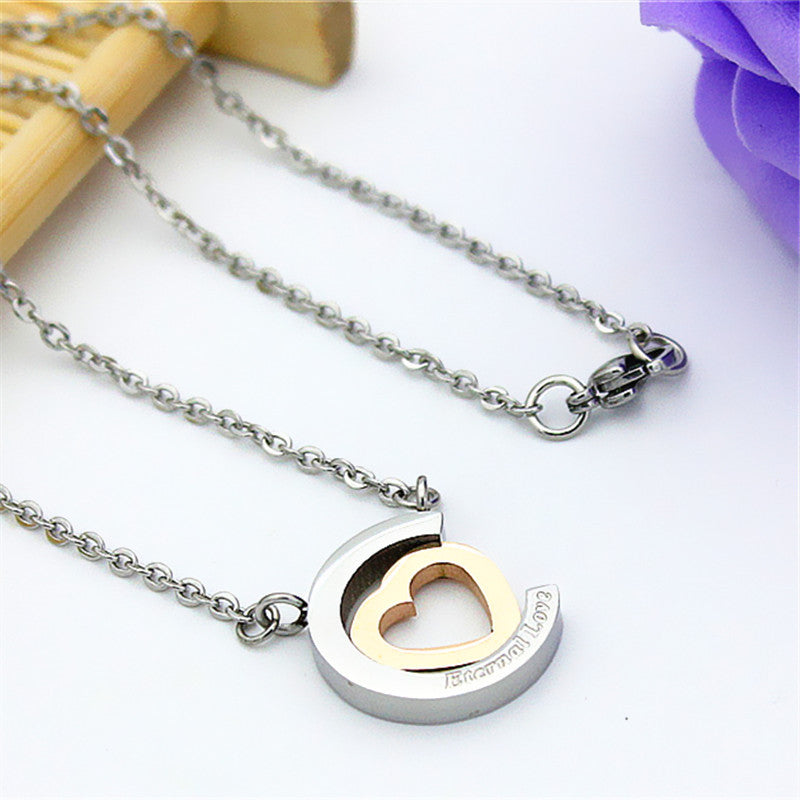 Titanium Stainless Steel Forever Love Star and Heart Charm Couple Necklace Obsesie