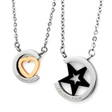 Titanium Stainless Steel Forever Love Star and Heart Charm Couple Necklace Obsesie