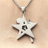 Titanium Steel Five Pointed Star Rose Pendant Necklace Obsesie
