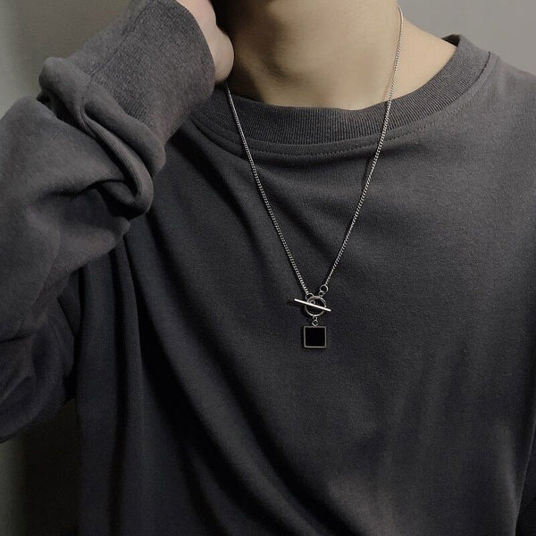 Trendy Male Hip-hop Titanium Steel Geometric Necklace Obsesie