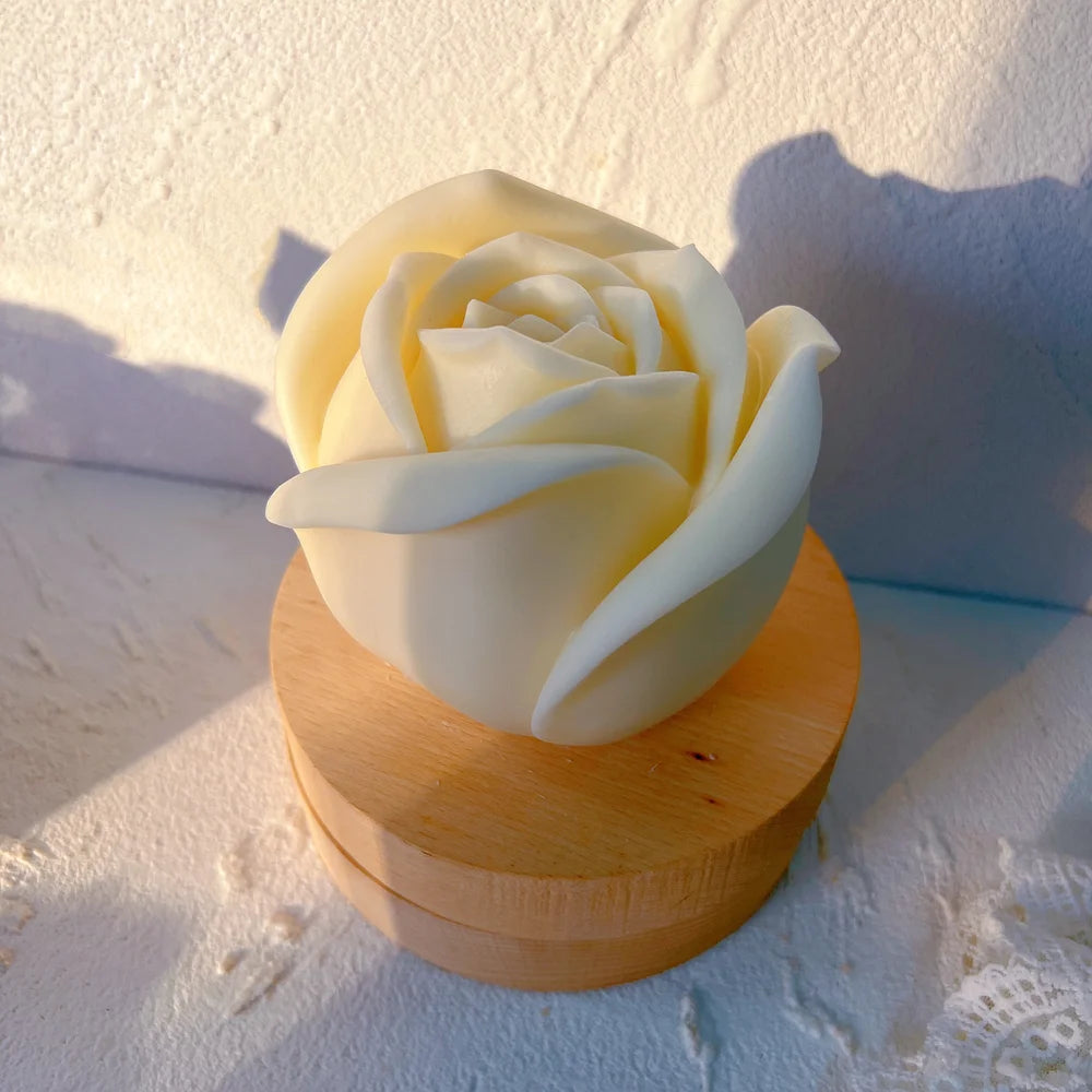 Medium rose bloom casting with a rounded petal silhouette
