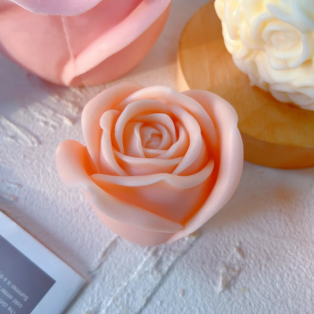 Small peach rose bloom casting viewed from above