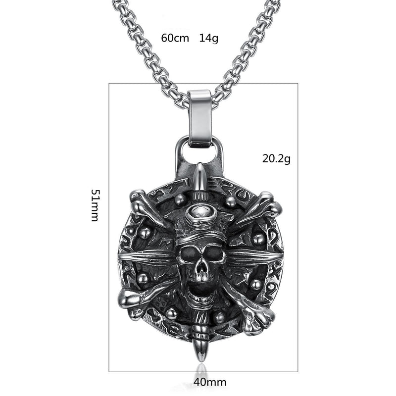 Viking Gothic Pirates Skull Aztec Coin Necklace Stainless Steel Obsesie