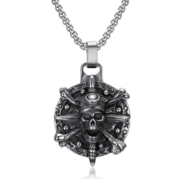 Viking Gothic Pirates Skull Aztec Coin Necklace Stainless Steel Obsesie