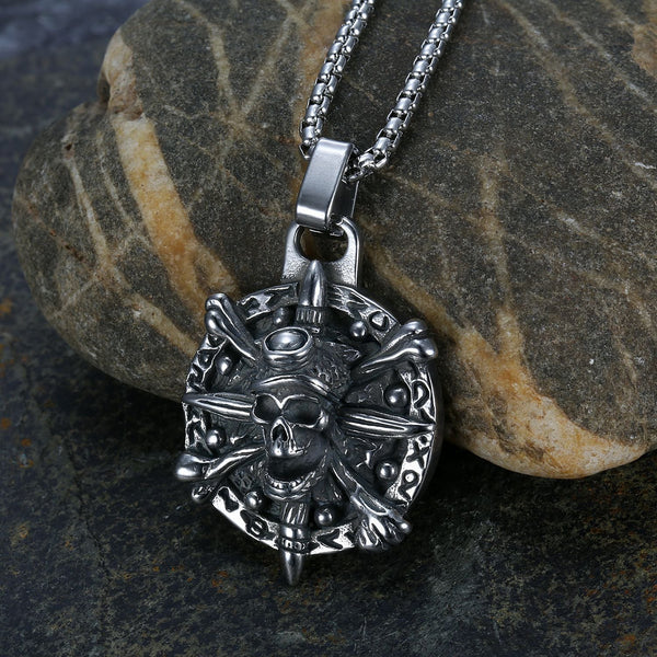 Viking Gothic Pirates Skull Aztec Coin Necklace Stainless Steel Obsesie