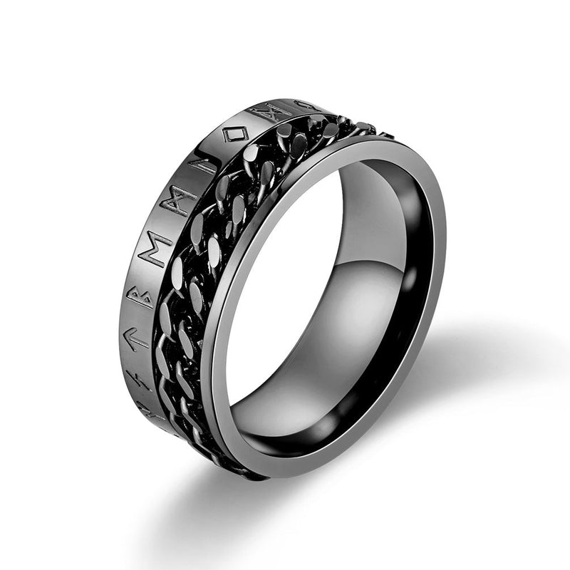 Vintage Spinner Viking Text Ring for Men | Stainless Steel Jewelry Obsesie