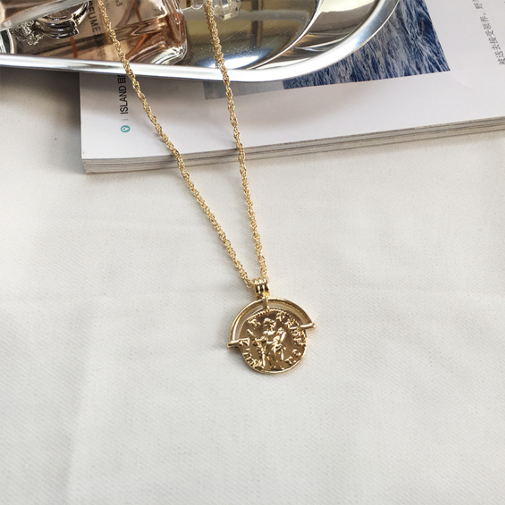 Vintage golden roman coin necklace Obsesie