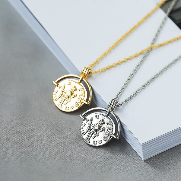 Elevate Your Style with a Vintage Golden Roman Coin Necklace - Own a Piece of History!