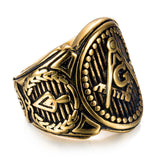 Vintage personality golden masonic ring Obsesie