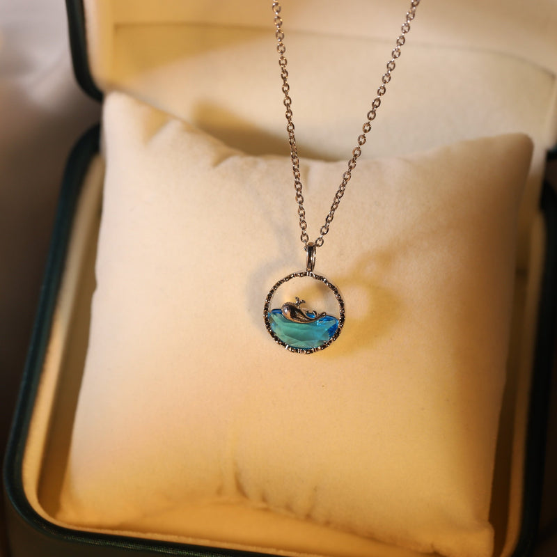 Whale Birth Has You Whale Fantasy Blue Sea Necklace Obsesie