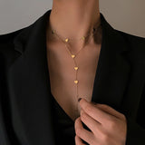 Women's Double Layer Golden Heart Long Necklace Obsesie