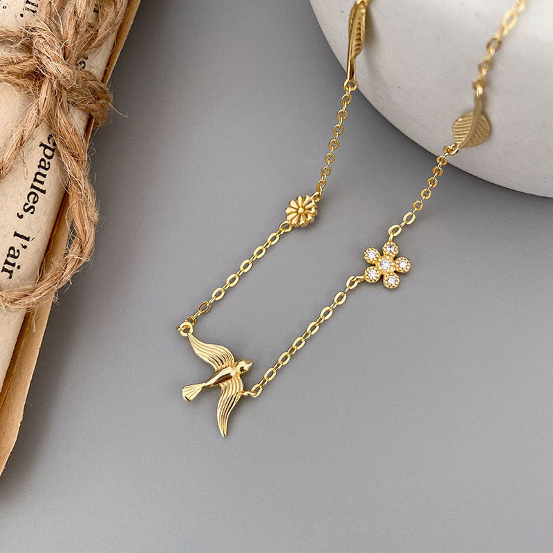 Women's Niche Design Swallow Daisy Necklace Obsesie