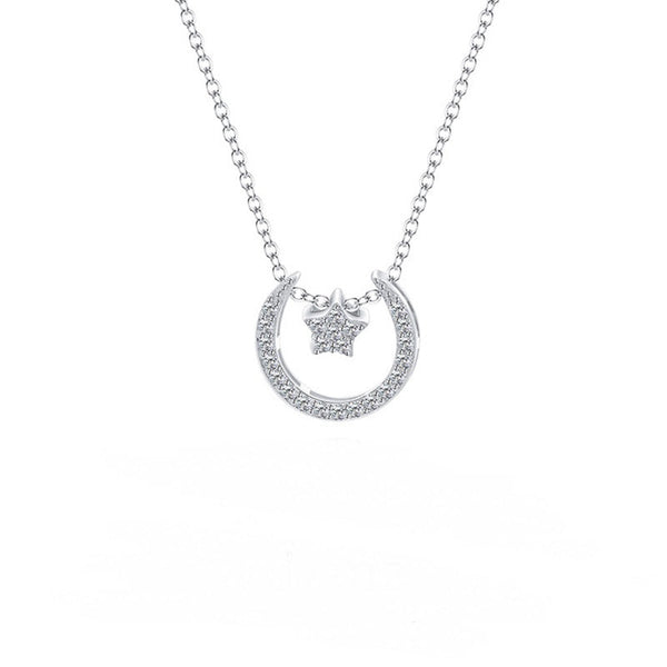 Women's Sterling Silver Star and Moon Necklace Obsesie