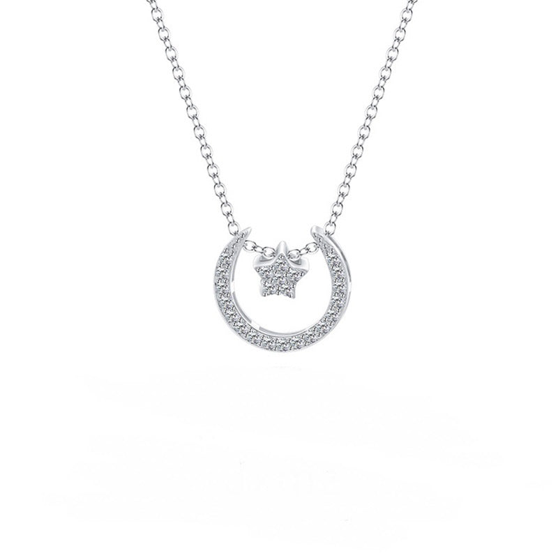 Women's Sterling Silver Star and Moon Necklace Obsesie
