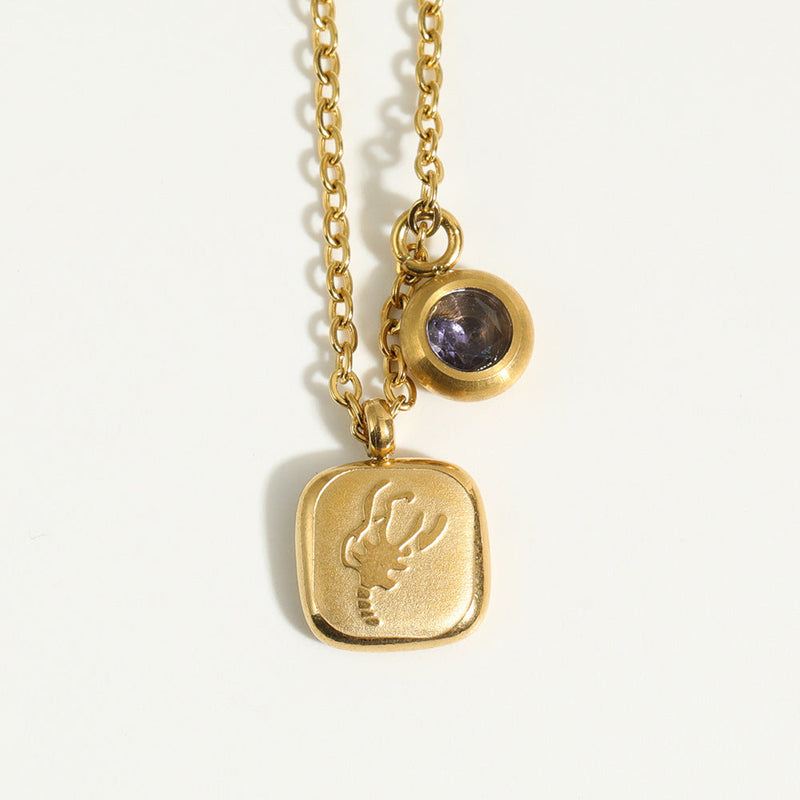 Women's Vintage 12 Constellation Birthstone Pendant Necklace Obsesie
