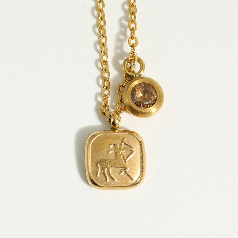 Women's Vintage 12 Constellation Birthstone Pendant Necklace Obsesie