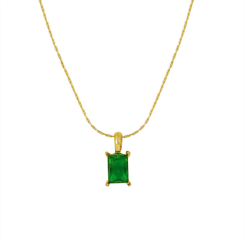 Women's Vintage Emerald Zircon Pendant Necklace Obsesie