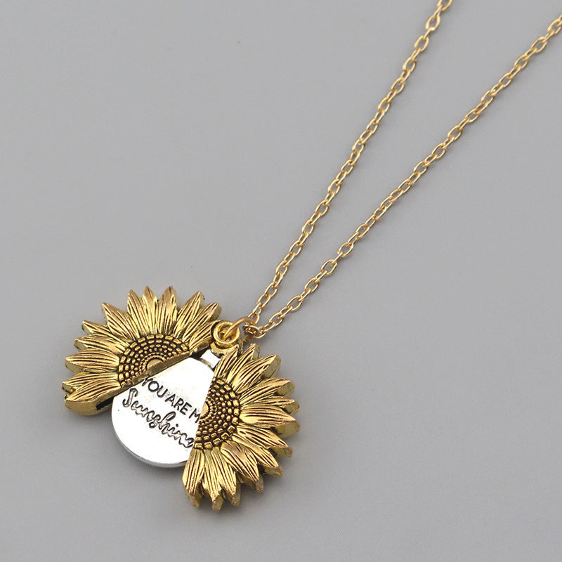 You are My Sunshine Sunflower Necklace Sterling Silver Sunflower Locket Pendant Necklace Gifts for Mom Women Obsesie