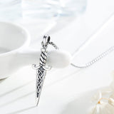Celtic DoubleEdged Dagger Pendant - Silver Irish Necklace