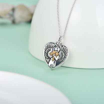 Angel Cremation Mother Daughter Urn Necklace for Ashes