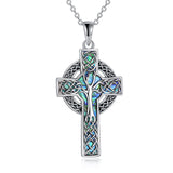 Abalone Celtic Cross Pendant Necklace
