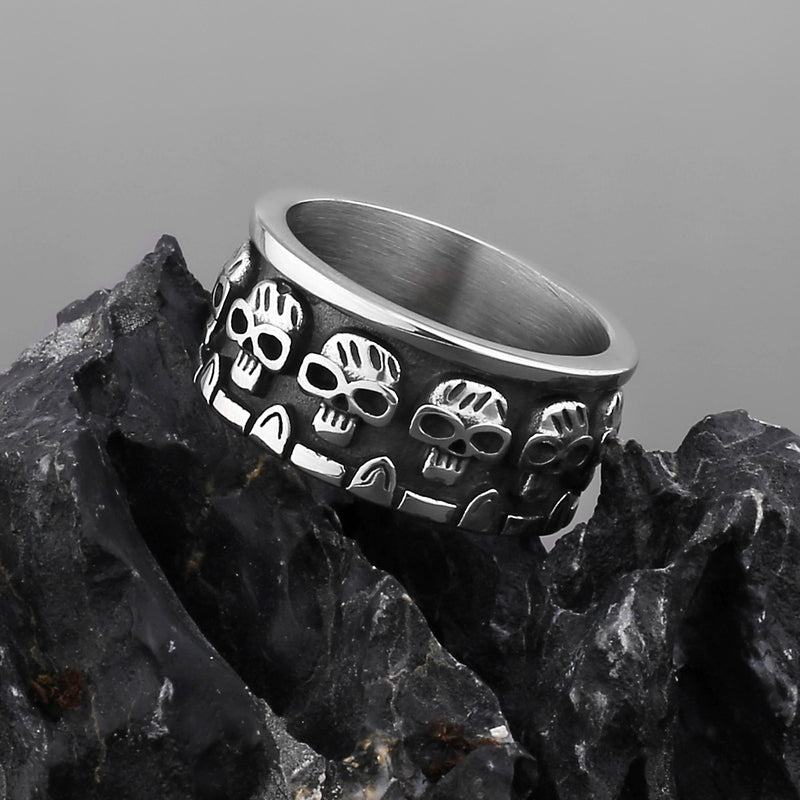 Punk Skull Head Titanium Steel Ring For Men
