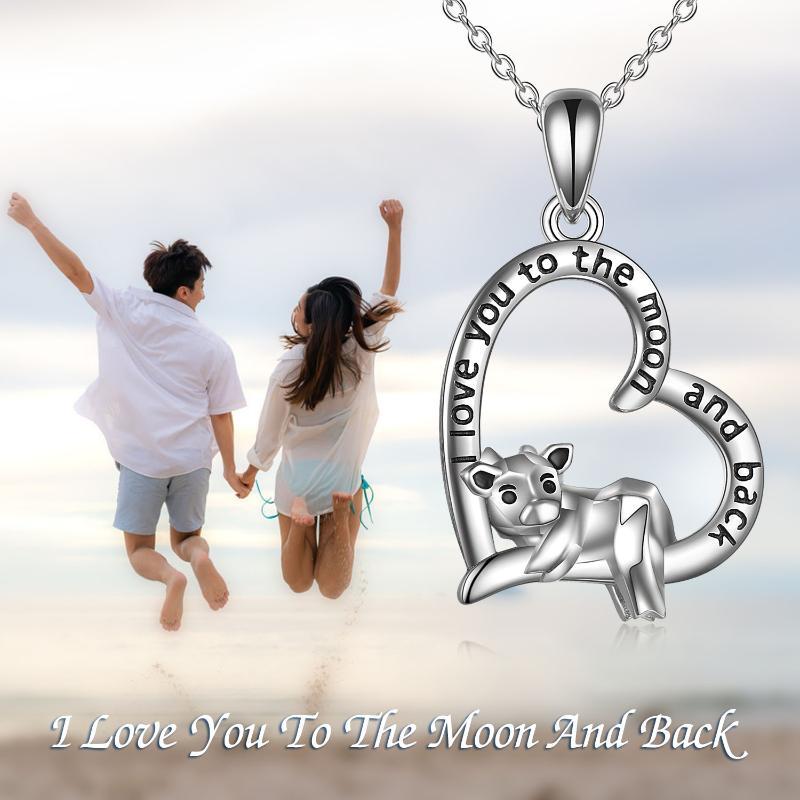 Sterling Silver Cow Heart Pendant Necklace for Women I Love You To The Moon And Back