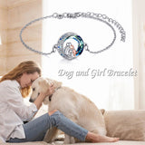 Sterling Silver Girls Dog Adjustabl Bracelet Jewelry Gift with Crystal