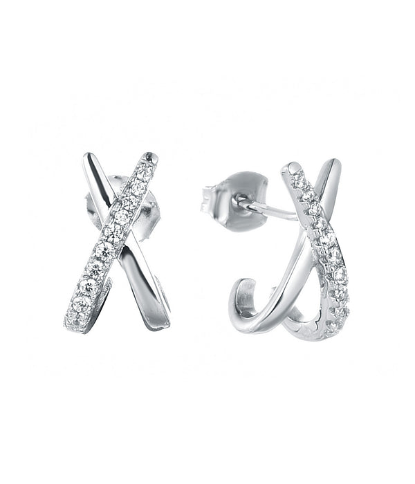 Discover Radiant Elegance with Geometric Cross X Zirconia Earrings
