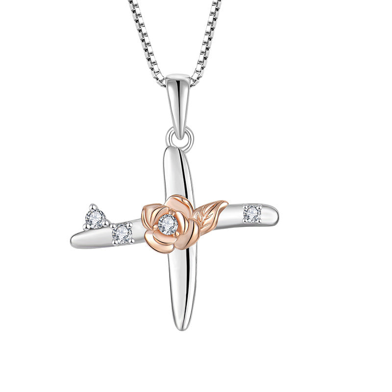 English Letters Pendant Collarbone Chain with Inlaid Zirconia