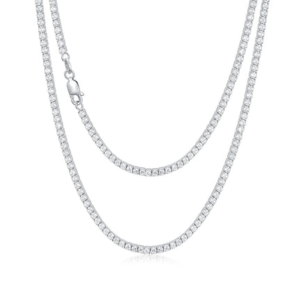 Authentic Cubic Zirconia Tennis Chain Necklace - 925 Sterling Silver