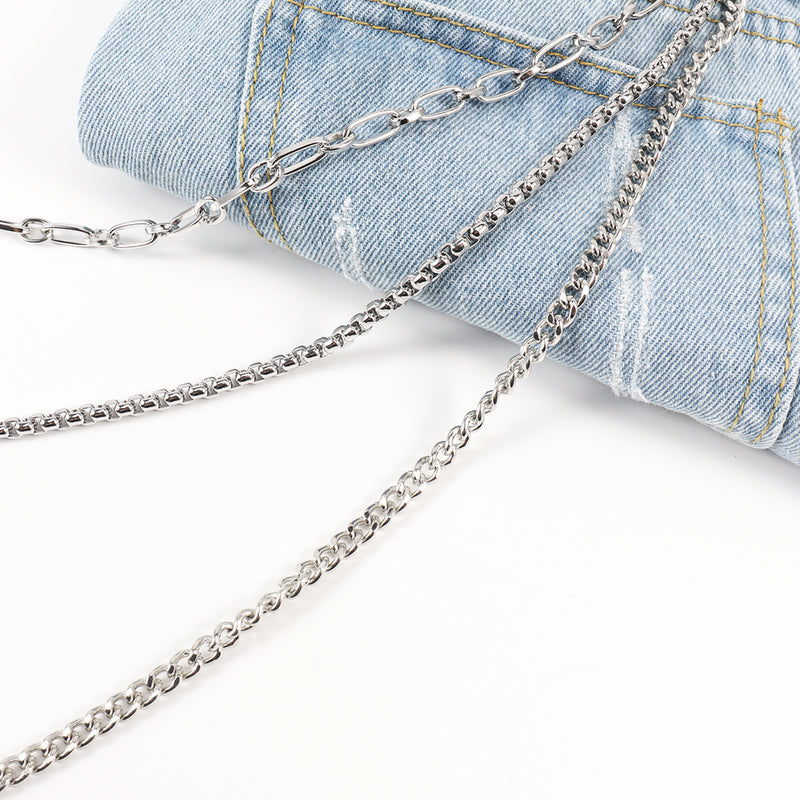 3-Layer Silver Personality Waist Jeans Chain - Elevate Your Style 