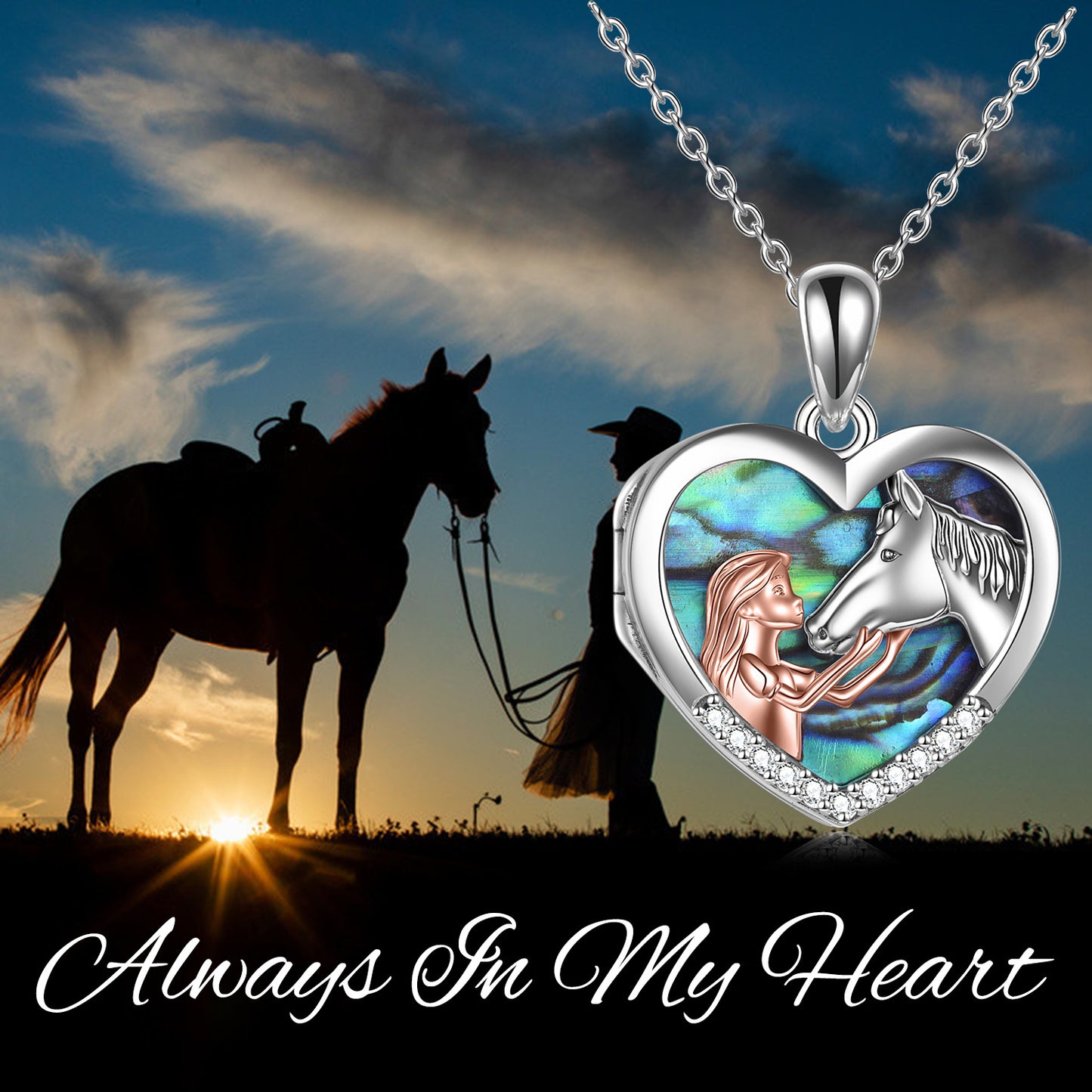 Girl with Horse Photo Locket Necklace