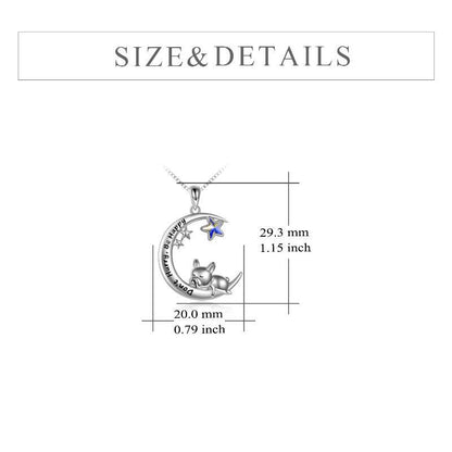 Sterling Silver French Bulldog Moon Pendant Necklace Jewellery Gifts for Women Girls