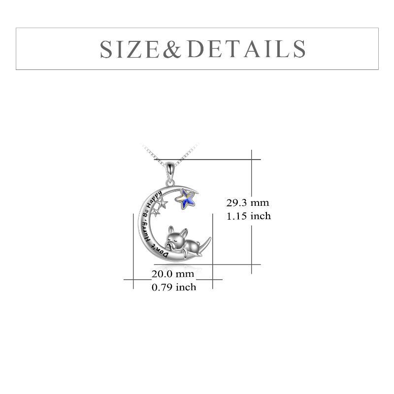 Sterling Silver French Bulldog Moon Pendant Necklace Jewellery Gifts for Women Girls