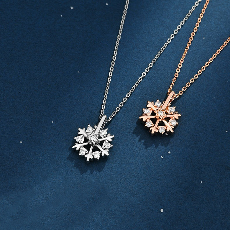 Rotatable Snowflake Necklace - Sterling Silver S925