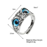 Retro Blue Eyes Owl  Ring