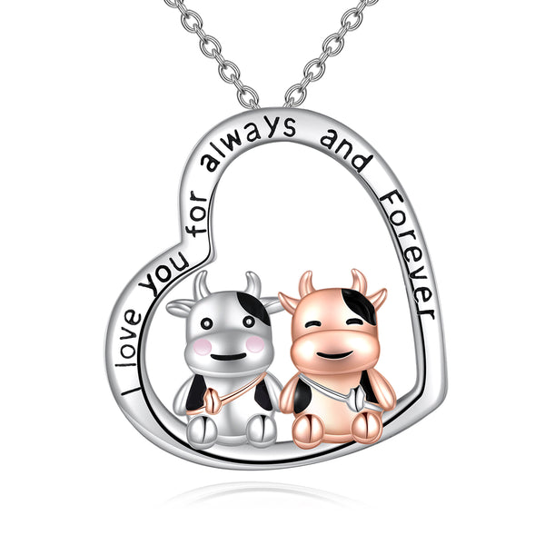 Cow Gifts Cow Necklace for Women 925 Sterling Silver I Love You Always and Forever