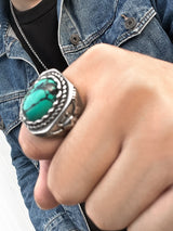 Vintage Turquoise Owl Ring for Men - Symbol of Wisdom & Style
