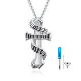 Sterling Silver Music Note Cremation Urn Necklace for Ashes 