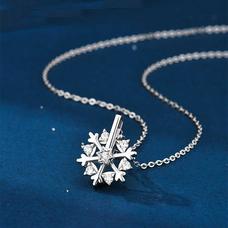 Rotatable Snowflake Necklace - Sterling Silver S925