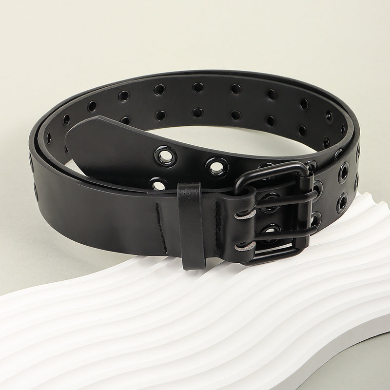 Men's And Women's Double-buckle Cutout Hip Hop Trend Metal Cutout Punk Belts